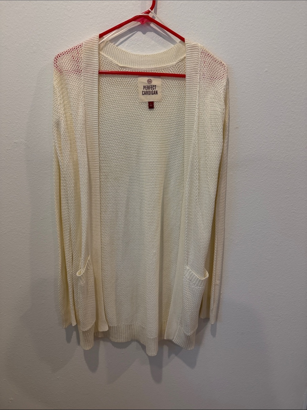 Women's Cream Open-Front Lightweight Cardigan